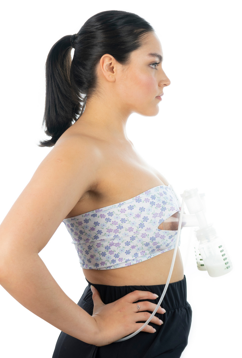 Snugabell PumpEase Hands-Free Breast Pumping Bra - Adjustable Spandex  Bustier Supports 2 Breast Pumping Bottles